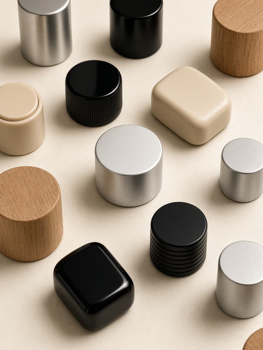 Assortment of perfume caps and closures